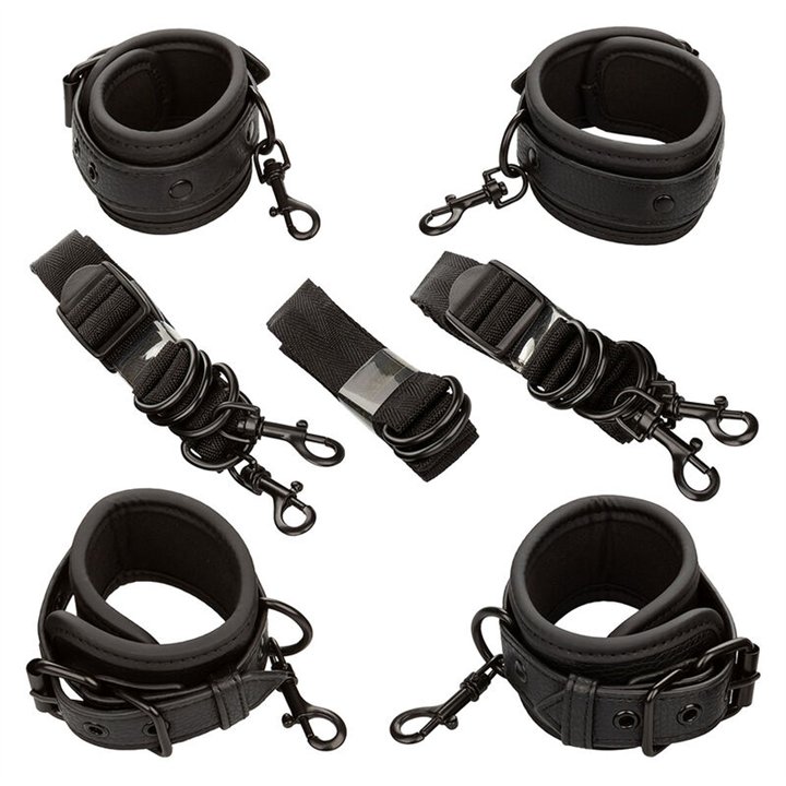 CALEXOTICS - NOCTURNAL BED RESTRAINTS LEATHER ADJUSTABLE BLACK - D-241426 - Teknashop Ltd