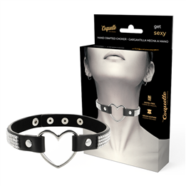 COQUETTE CHIC DESIRE - VEGAN LEATHER CHOKER WITH HEART - D-229289