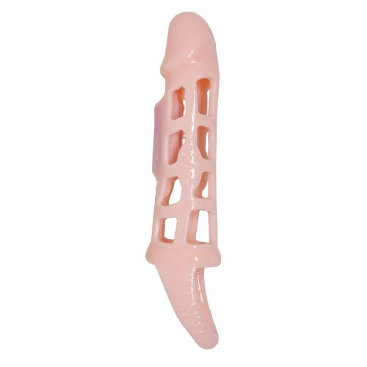 BAILE - PENIS EXTENDER COVER WITH VIBRATION AND NATURAL STRAP 13.5 CM - D-222196 - Teknashop Ltd