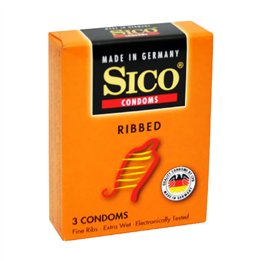 Set, Sico, Sico, Ribbed, Male Condoms, Regular Fit, Latex, 3 pcs, *Tester