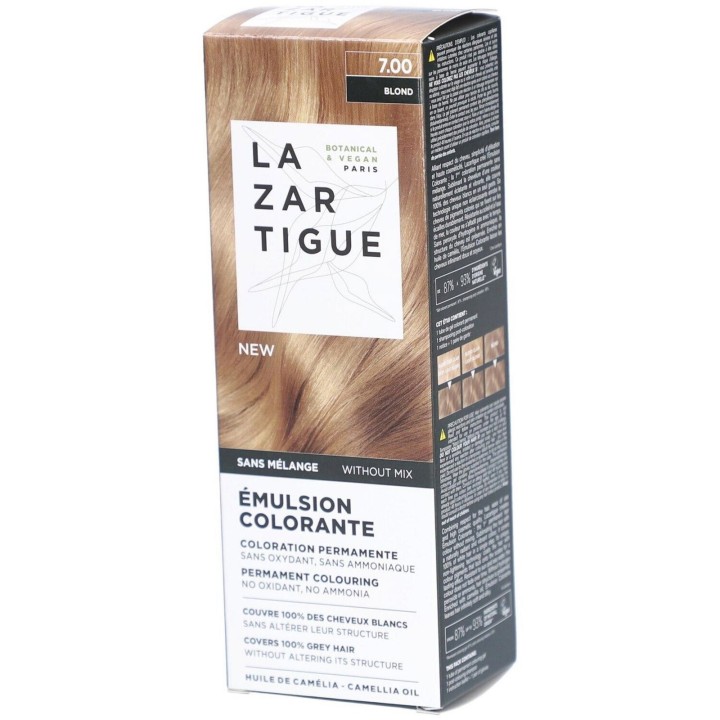 Lazartigue, Emulsion Colorante, Ammonia, Permanent Hair Dye, 7.00 Blond, 60 ml - Teknashop Ltd