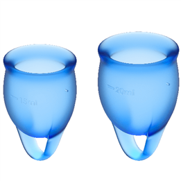 SATISFYER - FEEL CONFIDENT MENSTRUAL CUP DARK BLUE 15 + 20 ML - D-223850 - Teknashop Ltd