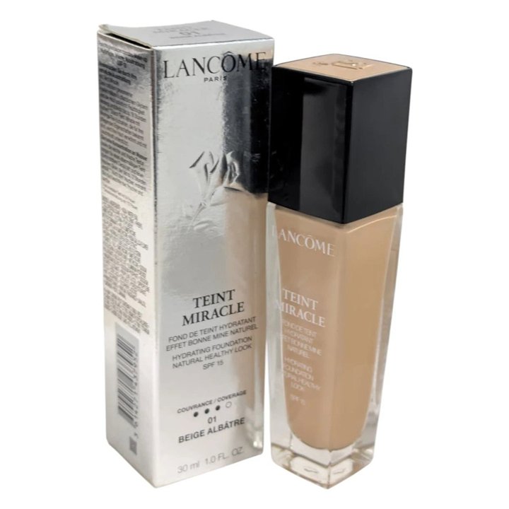 Lancome, Teint Miracle, Medium Coverage, Liquid Foundation, 01, Beige Albâtre, SPF 15, 30 ml - Teknashop Ltd