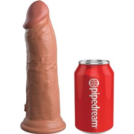 KING COCK - ELITE REALISTIC DILDO VIBRATING & SILICONE 20.3 CM CARAMEL - D-236631 - Teknashop Ltd