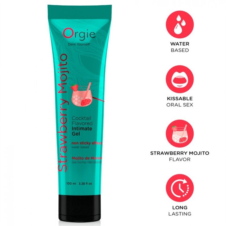 ORGIE - LUBE TUBE COCKTAIL STRAWBERRY MOJITO KISSABLE WATER-BASED INTIMATE GEL 100 ML - D-246824 - Teknashop Ltd