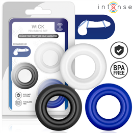 INTENSE - WICK SET OF 3 PENIS RINGS VARIOUS COLORS - D-245650