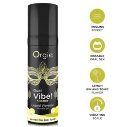 ORGIE - DUAL VIBE! LEMON GIN AND TONIC KISSABLE LIQUID VIBRATOR 15 ML - D-246742 - Teknashop Ltd