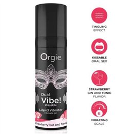 ORGIE - DUAL VIBE! STRAWBERRY GIN AND TONIC KISSABLE LIQUID VIBRATOR 15 ML - D-246743 - Teknashop Ltd