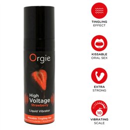 ORGIE - HIGH VOLTAGE STRAWBERRY EXTRA STRONG KISSABLE LIQUID VIBRATOR 15 ML - D-246746 - Teknashop Ltd