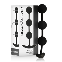 BLACK&SILVER - HARRY ANAL ROSARY 3 SILICONE SPHERES 14 CM - D-234772