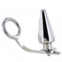 METAL HARD - STEEL RING WITH ANAL PLUG 45 X 45MM - D-211890 - Teknashop Ltd