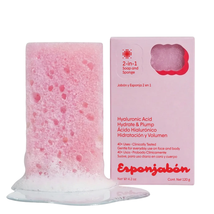 Esponjabon, Hyaluronic Acid, Cleansing & Hydrating, Massage Soap Bar, Face & Body, 120 g - Teknashop Ltd