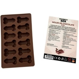DIABLO PICANTE - CHOCOLATE MOLD WITH 12 SILICONE PENISES FOR HANGING RED - D-245899