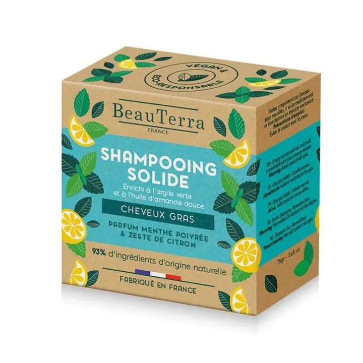Beauterra Solide Champú De Menta y Cáscara De Limón 75g - unisex - Teknashop Ltd