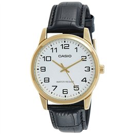 CASIO COLLECTION Mod. ONLY TIME GOLD, LEATHER - WHITE - WW.MTP-V001GL-7BUDF - Teknashop Ltd
