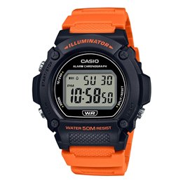 CASIO TIMELESS COLLECTION Mod. SPORT - ILLUMINATOR WR 50M, ALARM, CHRONOGRAPH - BLACK (Brilliant color strap) - WW.W-219H-4AVDF