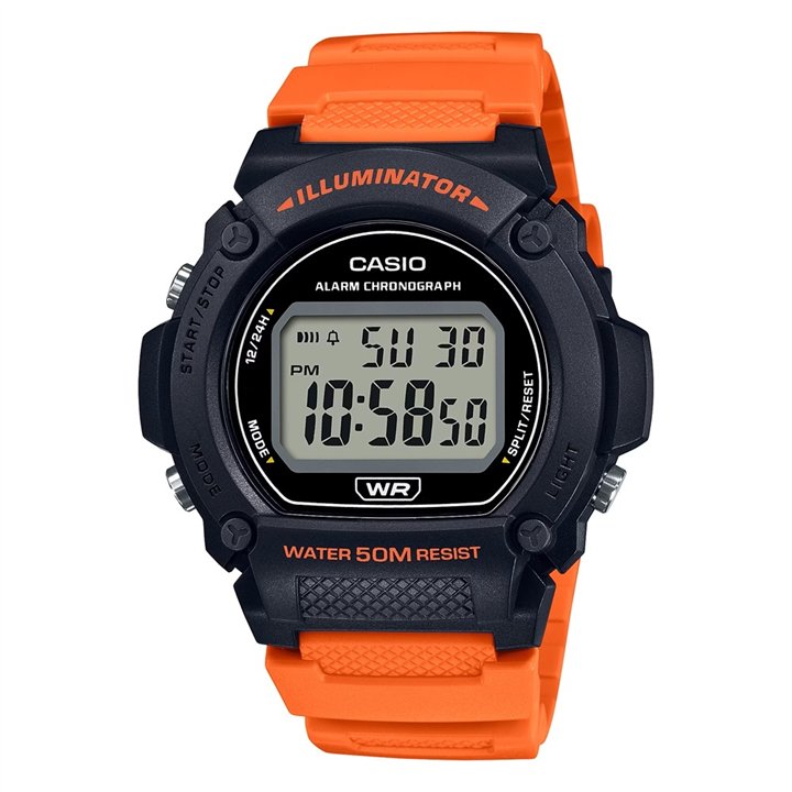 CASIO TIMELESS COLLECTION Mod. SPORT - ILLUMINATOR WR 50M, ALARM, CHRONOGRAPH - BLACK (Brilliant color strap) - WW.W-219H-4AVDF