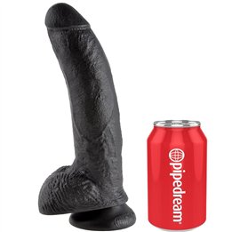 KING COCK - DILDO BLACK WITH BALLS 22.9 CM - PD5508-23 - Teknashop Ltd