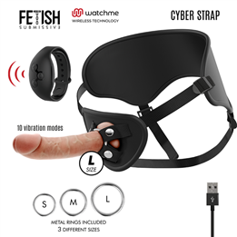 FETISH SUBMISSIVE CYBER STRAP - HARNESS WITH REMOTE CONTROL DILDO WATCHME L TECHNOLOGY - D-229271