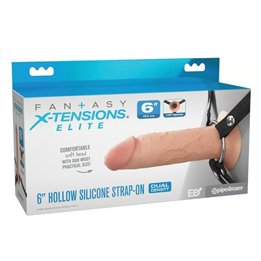 FANTASY X-TENSIONS ELITE - 15.2 CM HOLLOW SILICONE STRAP-ON - D-246337