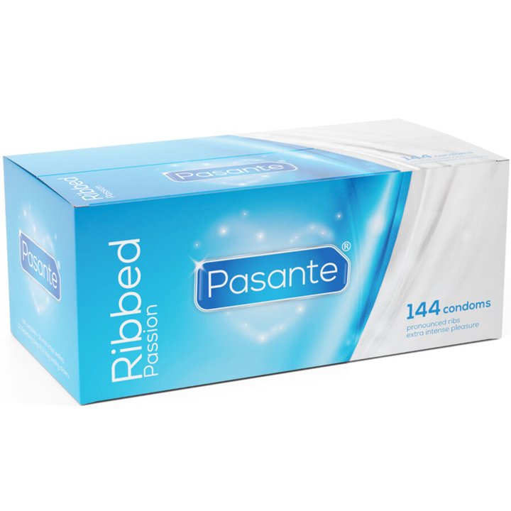 PASANTE - RIBBED PASSION CONDOMS BOX 144 UNITS - D-244556 - Teknashop Ltd