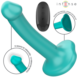 INTENSE - KATIE VIBRATOR WITH SUCTION CUP 10 VIBRATIONS BLUE REMOTE CONTROL - D-241984