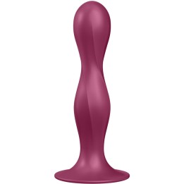 SATISFYER - DOUBLE BALL-R SILICONE DILDO GARNET - D-237594
