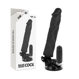 BASECOCK - REALISTIC VIBRATOR REMOTE CONTROL BLACK 21 CM -O- 4 CM - D-223026 - Teknashop Ltd