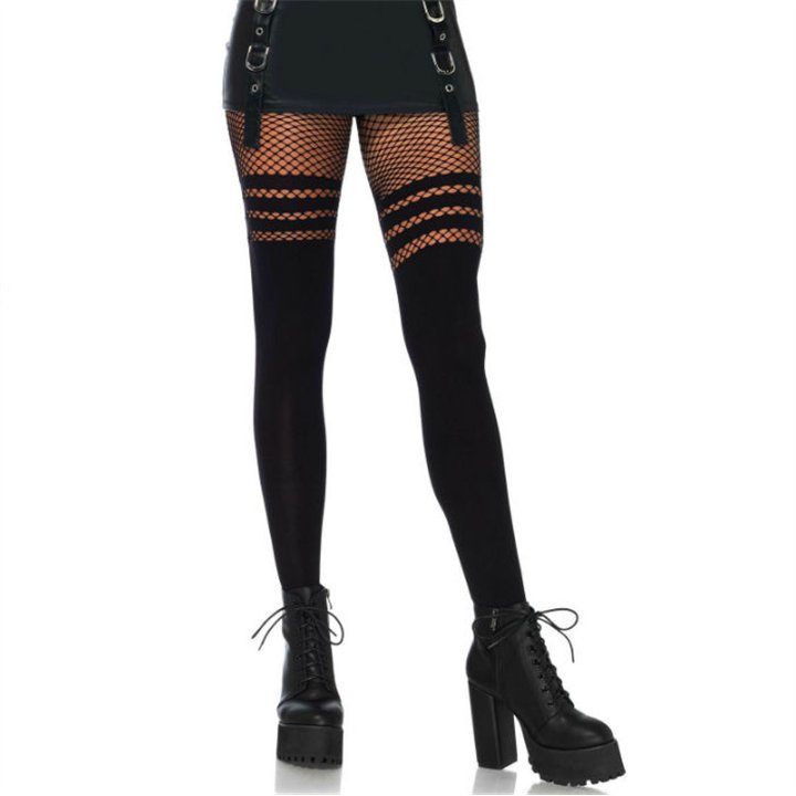 LEG AVENUE - PANTYHOUSE WIT FISNHET STRIPES - D-210546