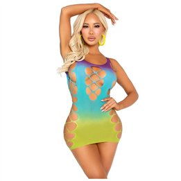 LEG AVENUE - SEAMLESS MINI DRESS WITH OPENINGS OCEAN - D-243075