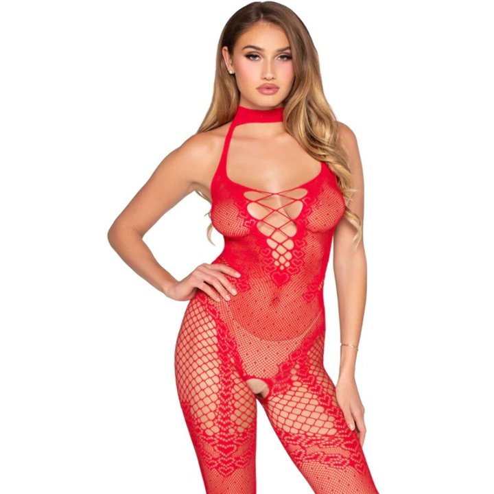 LEG AVENUE - 89336 CROTCHLESS BODYSTOCKING RED - ONE SIZE - D-244728