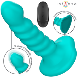 INTENSE - BUFFY VIBRATOR SIZE S SPIRAL DESIGN 10 VIBRATIONS BLUE REMOTE CONTROL - D-241971