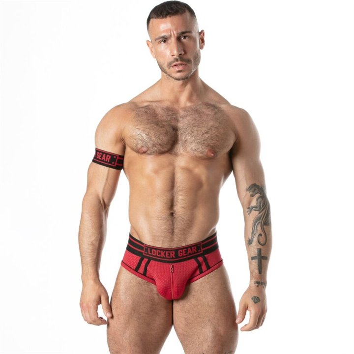 LOCKER GEAR - SPORT MESH JOCK BRIEF RED XL - D-246590 - Teknashop Ltd
