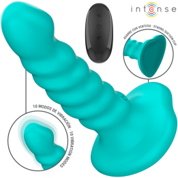 INTENSE - BUFFY VIBRATOR SIZE S SPIRAL DESIGN 10 VIBRATIONS BLUE REMOTE CONTROL - D-241971