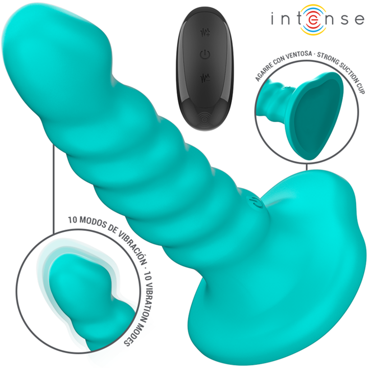 INTENSE - BUFFY VIBRATOR SIZE S SPIRAL DESIGN 10 VIBRATIONS BLUE REMOTE CONTROL - D-241971