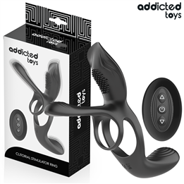 ADDICTED TOYS - DOUBLE PENIS RING WITH CLITORAL STIMULATOR - D-245121 - Teknashop Ltd