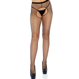 LEG AVENUE - BLACK CROTCHLESS NET STOCKINGS - D-237707