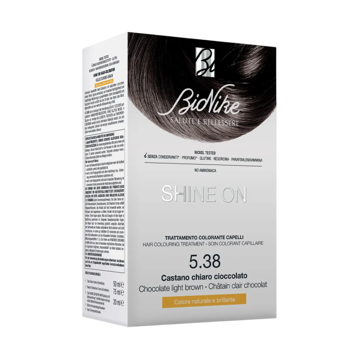 BioNike, Shine On, Permanent Hair Dye, 538 Light Chocolate Brown, 145 ml