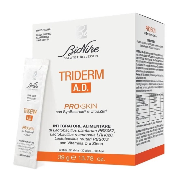 BioNike, Triderm A.D. Pro Skin, Maintains Skin, Hair & Nails Healthy, Powder Sticks, 30 pcs