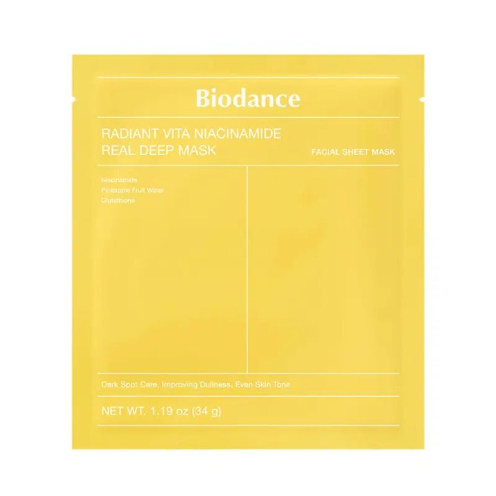 Biodance, Radiant Vita, Niacinamide, Anti-Dark Spots, Sheet Mask, For Face, 34 g