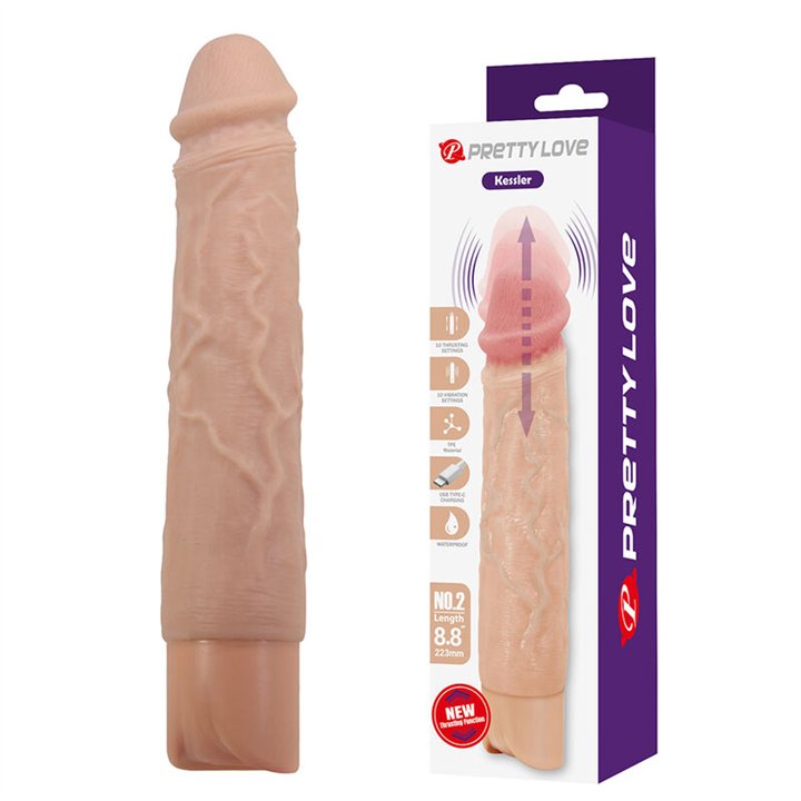 PRETTY LOVE - KESSLER REALISTIC VIBRATING DILDO WITH 10 VIBRATION MODES AND 10 THROWS, 22 CM NATURAL - D-246858 - Teknashop Ltd