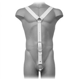 LEATHER BODY - HARNESS MEN WHITE - D-205478 - Teknashop Ltd