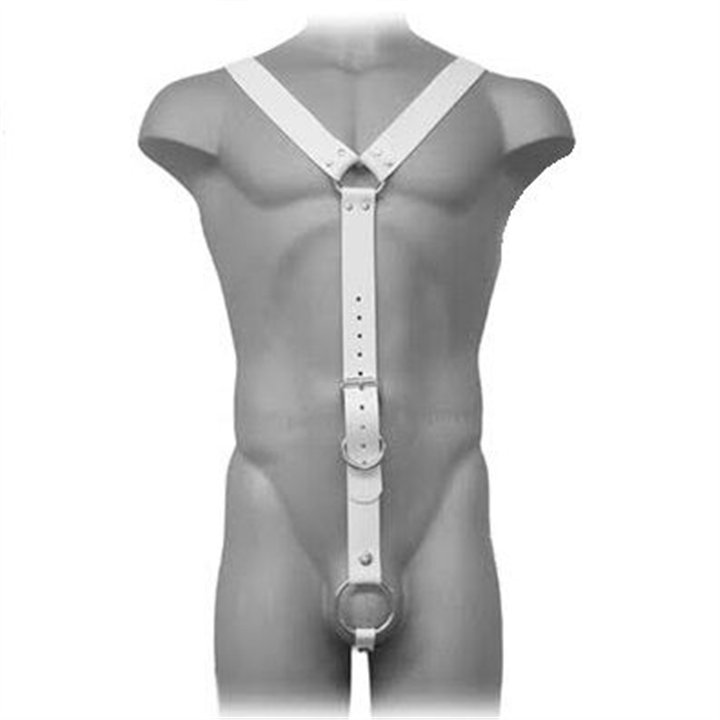 LEATHER BODY - HARNESS MEN WHITE - D-205478 - Teknashop Ltd