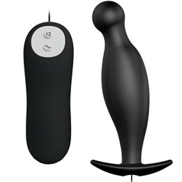 PRETTY LOVE - SILICONE ANAL PLUG 12 VIBRATION MODES BLACK - D-211749 - Teknashop Ltd