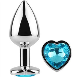 SECRETPLAY - METAL BUTT PLUG BLUE HEART SMALL SIZE 7 CM - D-234741 - Teknashop Ltd