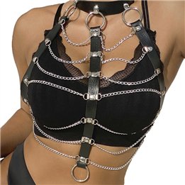 SUBBLIME - CHEST HARNESS LEATHER CHAINS BLACK ONE SIZE - D-239266 - Teknashop Ltd