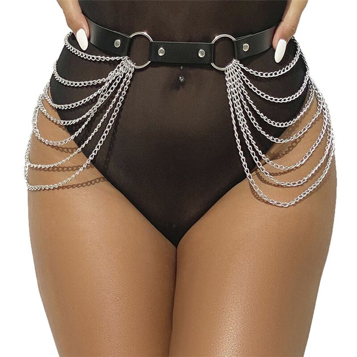 SUBBLIME - LEATHER CHAINBELT BLACK ONE SIZE - D-239267 - Teknashop Ltd