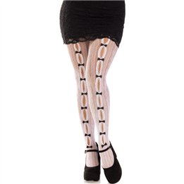 LEG AVENUE - STOCKINGS WITH OPENINGS HEART & BOWS WHITE - D-240006 - Teknashop Ltd