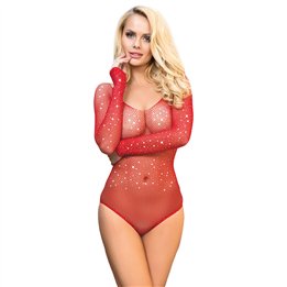 SUBBLIME - 952303 SHINY GRILL BODY WITH OFF SHOULDERS LONG SLEEVE RED ONE SIZE - D-241379 - Teknashop Ltd