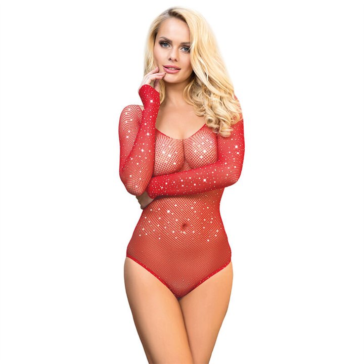 SUBBLIME - 952303 SHINY GRILL BODY WITH OFF SHOULDERS LONG SLEEVE RED ONE SIZE - D-241379 - Teknashop Ltd